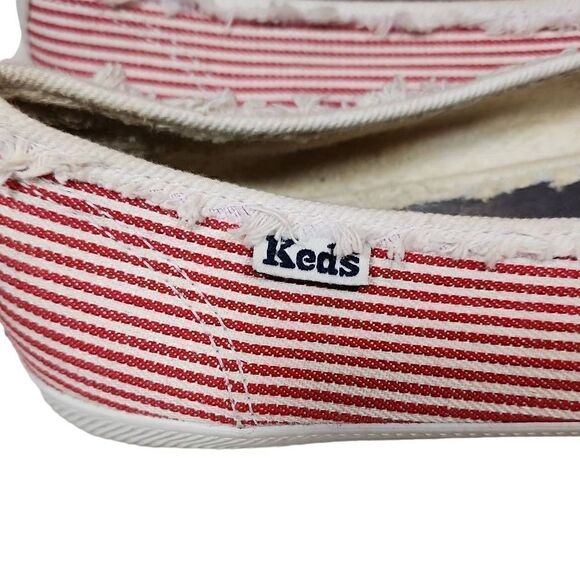 Keds Women's Red White Striped CH Railroad Low Top Slip-On Sneakers Size 9.5 - Picture 3 of 9